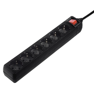 Hama Power Strip, 6 skylių, 5 m, juodas - Ilgiklis