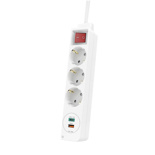 Hama Power Strip, 1,4m, USB, baltas - Ilgiklis 00133757