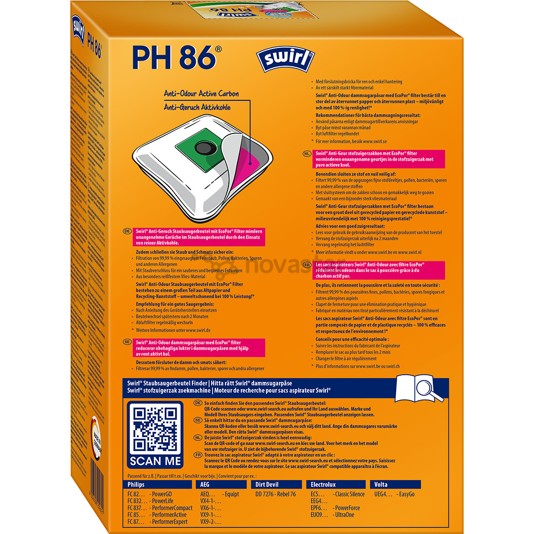 Swirl PH 86 S-bag, 4 vnt. - Dulkių maišeliai