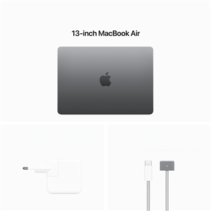 Apple MacBook Air 13'' (2024), M3 8C/8C, 8 ГБ, 256 ГБ, ENG, серый - Ноутбук