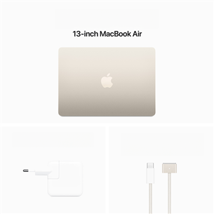 Apple MacBook Air 13'' (2024), M3 8C/8C, 8 GB, 256 GB, SWE, starlight - Nešiojamas kompiuteris