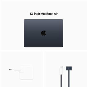 Apple MacBook Air 13'' (2024), M3 8C/8C, 8 GB, 256 GB, ENG, midnight - Nešiojamas kompiuteris