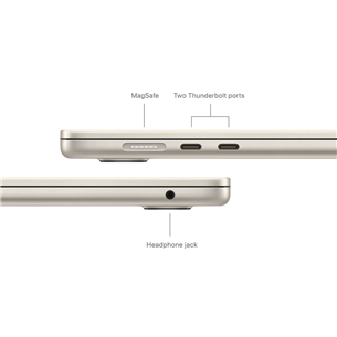 Apple MacBook Air 15'' (2024), M3 8C/10C, 8 ГБ, 256 ГБ, SWE, золотистый - Ноутбук