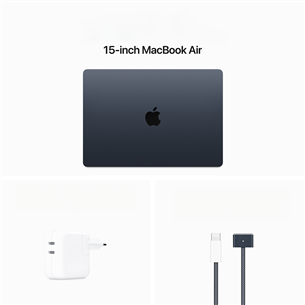Apple MacBook Air 15'' (2024), M3 8C/10C, 8 GB, 256 GB, SWE, midnight - Nešiojamas kompiuteris