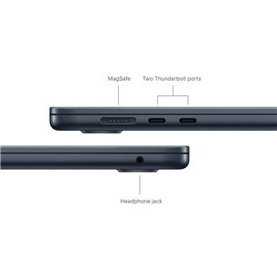 Apple MacBook Air 15'' (2024), M3 8C/10C, 8 ГБ, 256 ГБ, ENG, черный - Ноутбук