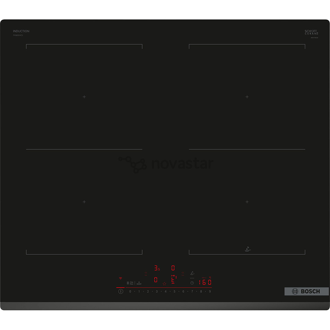 Bosch, Series 6, plotis 60 cm, berėmė, juoda - Įmontuojama indukcinė kaitlentė