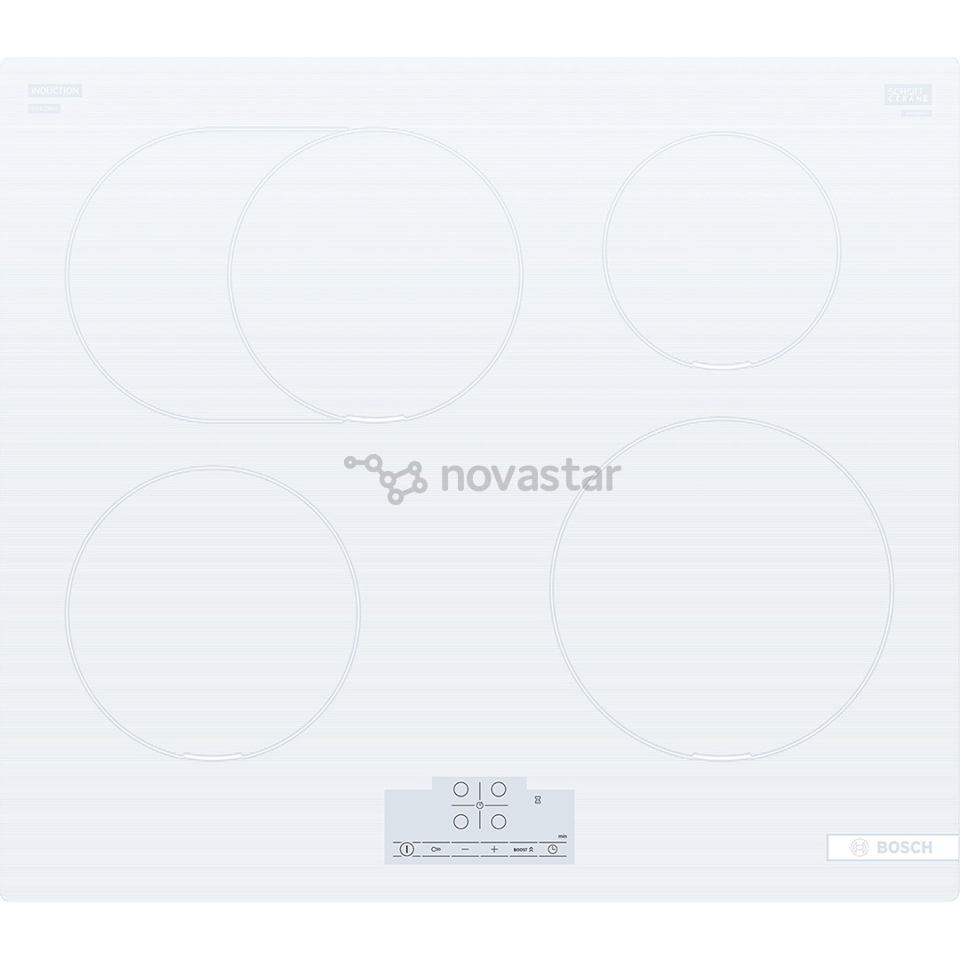 Bosch, Series 6, berėmė, plotis 60 cm, balta - Įmontuojama indukcinė kaitlentė