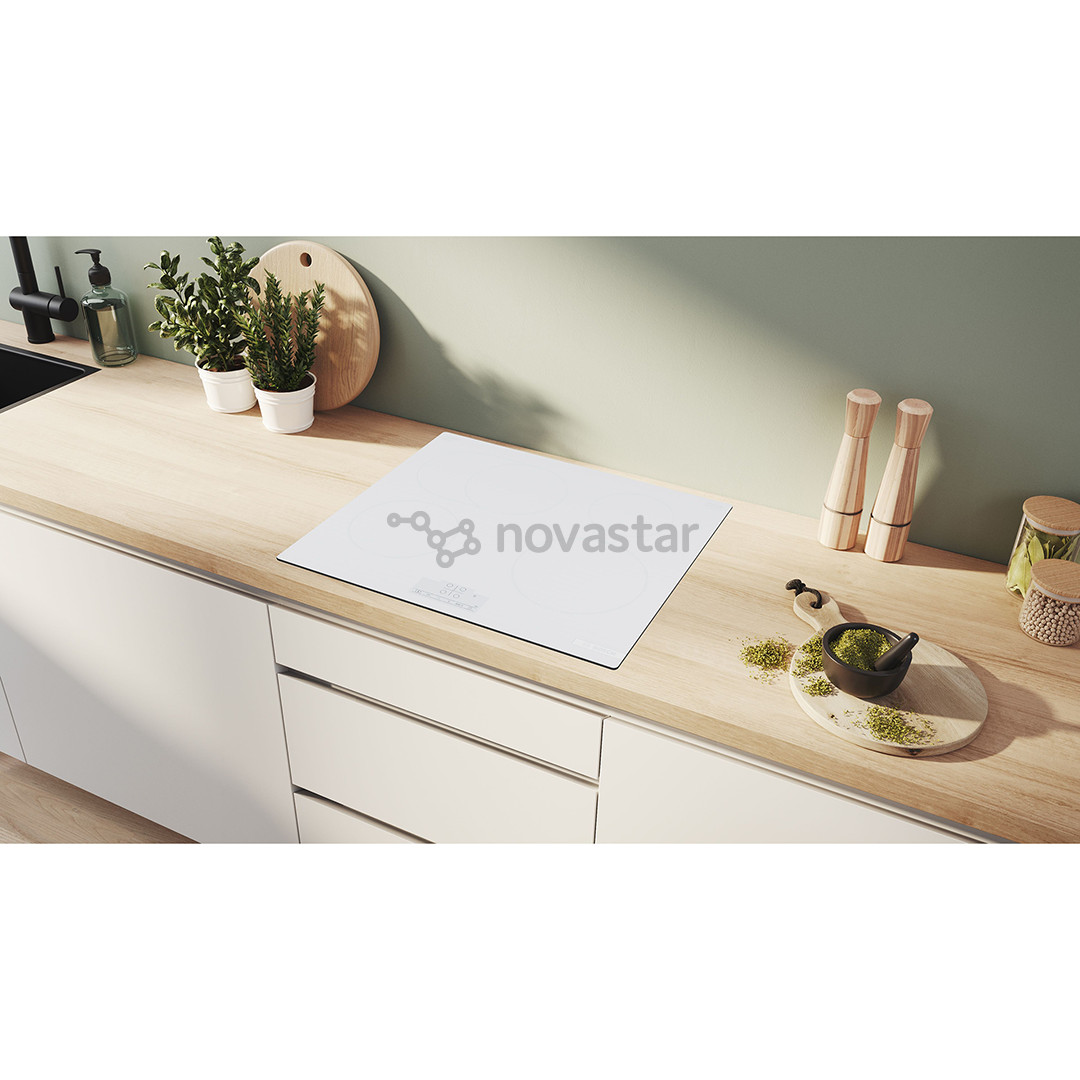 Bosch, Series 6, berėmė, plotis 60 cm, balta - Įmontuojama indukcinė kaitlentė