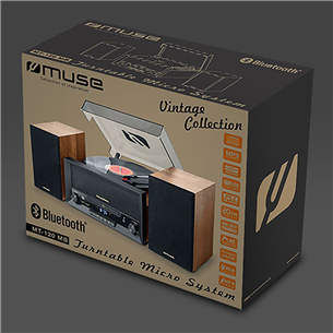 Muse MT-120 MB, CD, USB, Bluetooth, turntable, juodas/rudas - Muzikinis centras