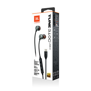 JBL Tune 310C USB-C, внутриканальные, черный - Проводные наушники