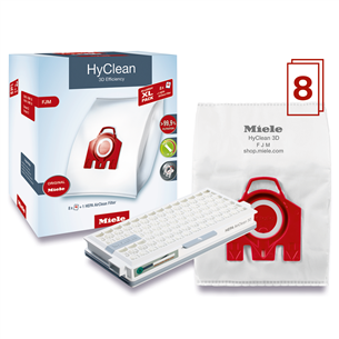 Miele, XL-Pack Hy Clean F/J/M + HEPA AirClean Filter, 8 vnt. - Dulkių siurblio maišeliai