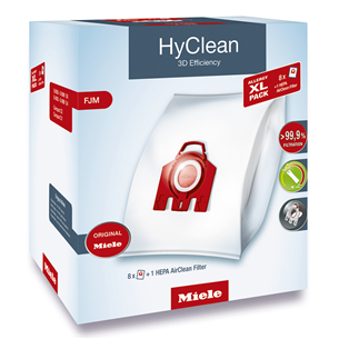 Miele, XL-Pack Hy Clean F/J/M + HEPA AirClean Filter, 8 vnt. - Dulkių siurblio maišeliai