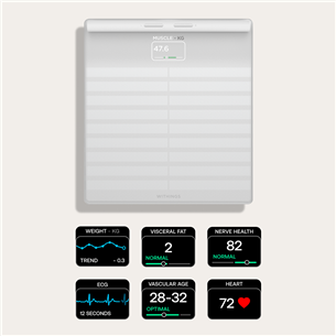 Withings Body Scan, baltos - Diagnostinės svarstyklės