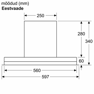 Bosch, Series 6, 749 m³/h, width 60 cm, black - Built-in cooker hood