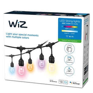 Philips WiZ String Lights Outdoor RGB, WiFi, 14,8 m - Išmaniosios lemputės