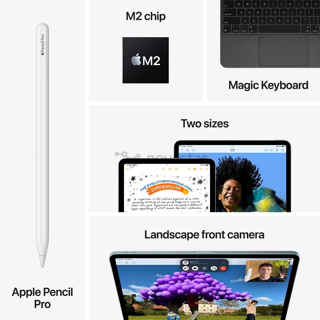 Apple iPad Air 13'' (2024), M2, 512 ГБ, WiFi + 5G, серебристый - Планшет