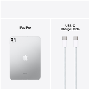 Apple iPad Pro 11”, M4 (2024), 256 GB, standard, WiFi + 5G, silver - Planšetinis kompiuteris