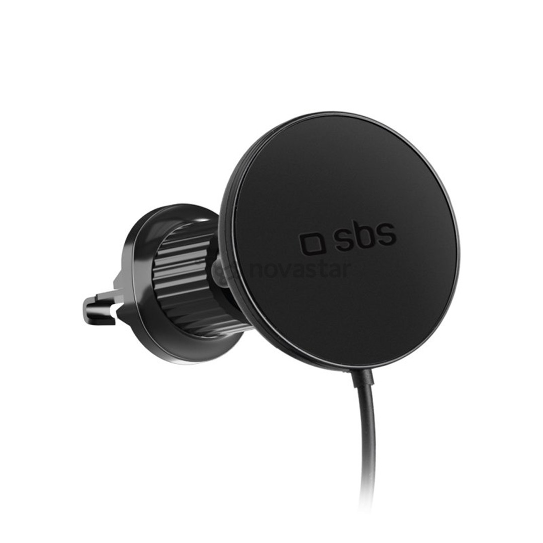 SBS 15W Car Holder, Magsafe, ventiliacijai, juodas - Belaidis telefono laikiklis-įkroviklis