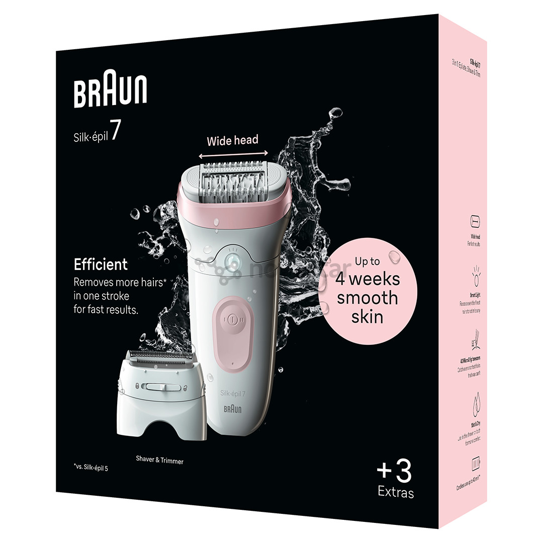 Braun Silk epil 7, baltas/rožinis - Epiliatorius