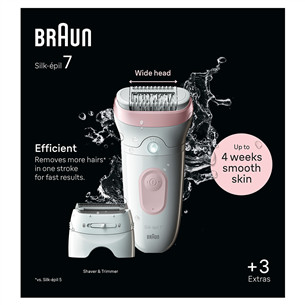 Braun Silk epil 7, baltas/rožinis - Epiliatorius