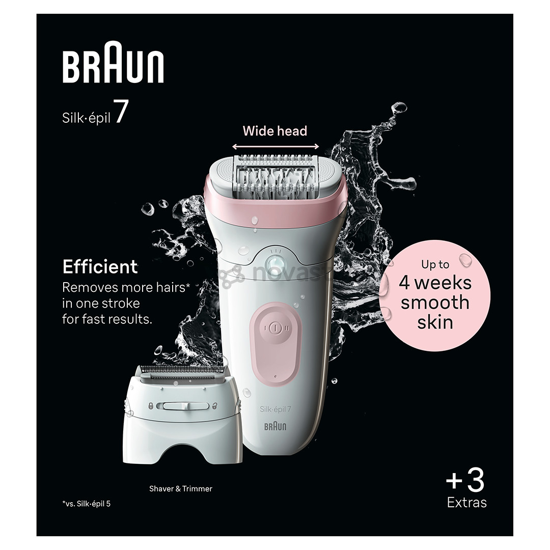 Braun Silk epil 7, baltas/rožinis - Epiliatorius
