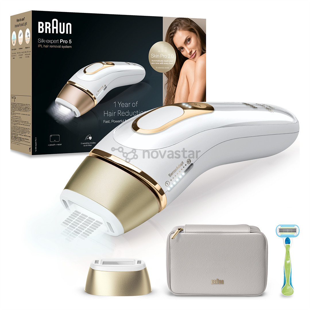 Braun Silk-expert Pro 5, белый/золотистый - Фотоэпилятор IPL
