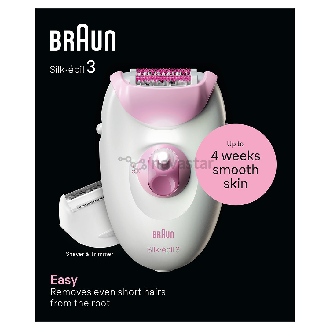 Braun Silk epil 3, белый/розовый - Эпилятор