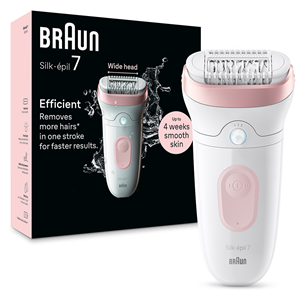 Braun Silk epil 7, Wet & Dry, baltas/rožinis - Epiliatorius