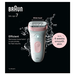 Braun Silk epil 7, Wet & Dry, baltas/rožinis - Epiliatorius