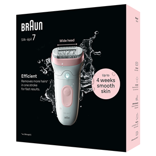 Braun Silk epil 7, Wet & Dry, baltas/rožinis - Epiliatorius