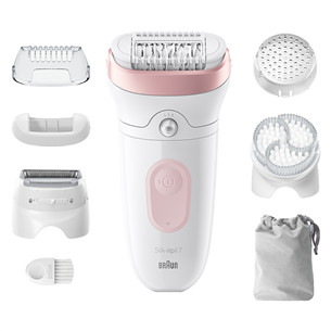 Braun Silk epil 7, сухое и влажное использование, белый/розовый - Эпилятор SE7060