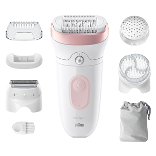 Braun Silk epil 7, сухое и влажное использование, белый/розовый - Эпилятор SE7060