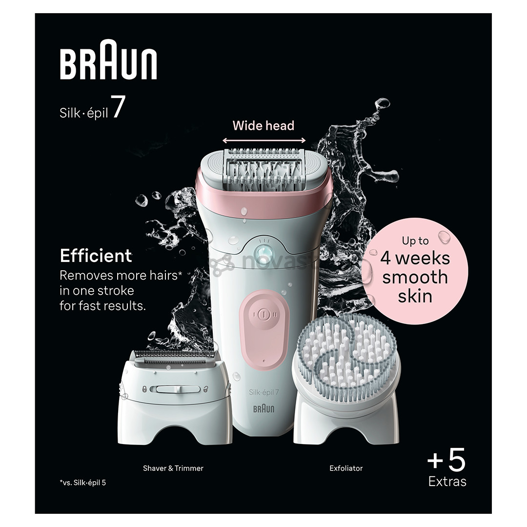 Braun Silk epil 7, Wet & Dry, white/pink - Epilator