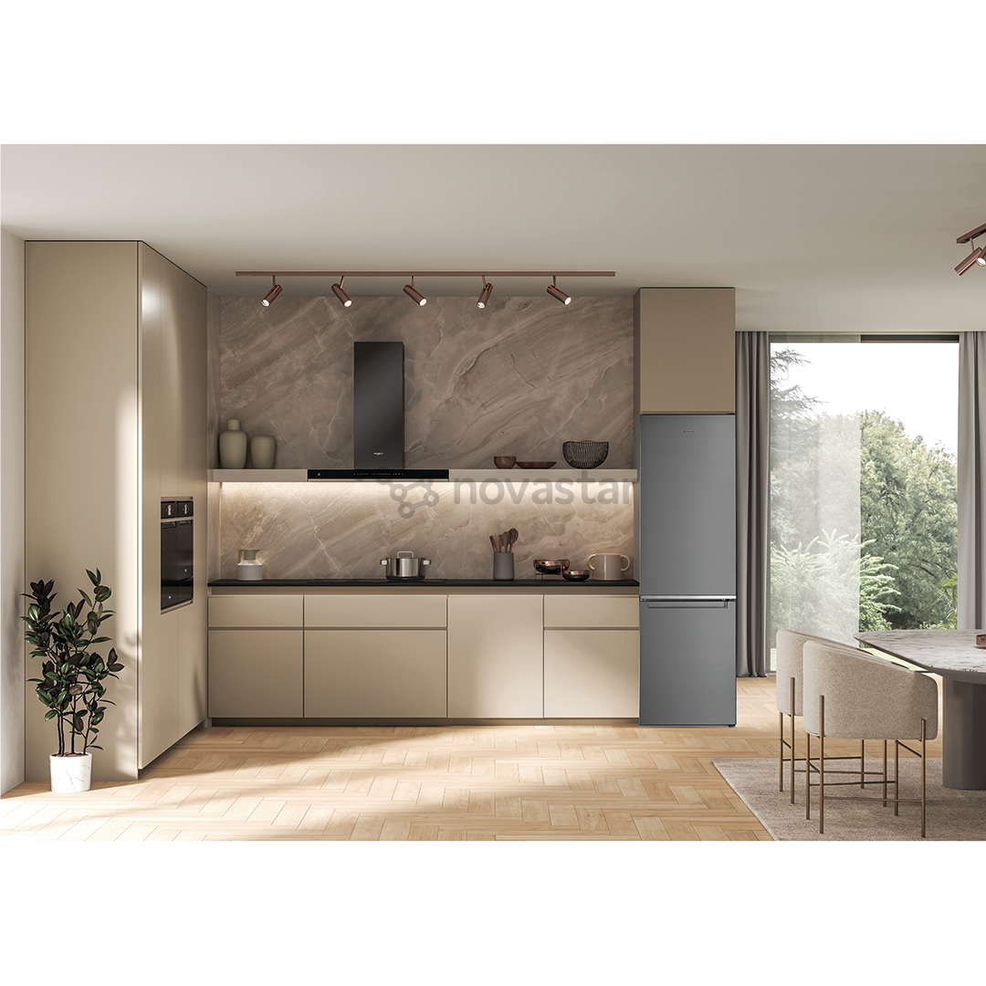 Whirlpool, NoFrost, 355 L, aukštis 202 cm, pilkas - Šaldytuvas