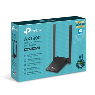 TP-Link Archer TX20U Plus, AX1800, WiFi 6, juodas - USB WiFi adapteris
