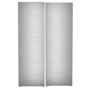 Šaldytuvas + Šaldiklis Liebherr, 399 L + 277 L, aukštis 186 cm, sidabrinės spalvos