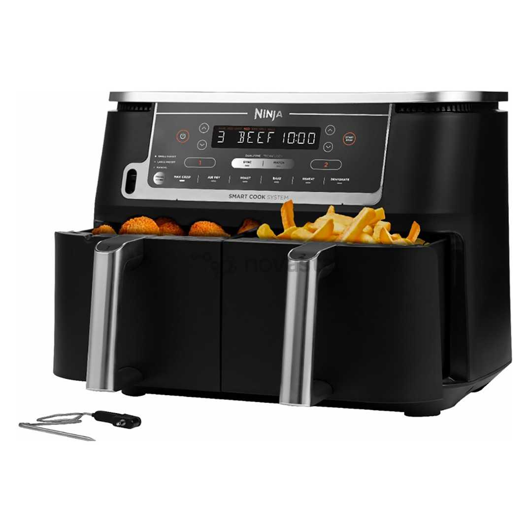 Ninja Foodi MAX Dual Zone, su temperatūros zondu, 9.5 L, 2470 W, juoda - Karšto oro gruzdintuvė