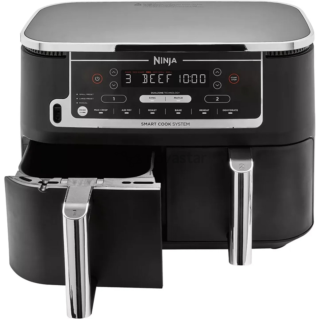 Ninja Foodi MAX Dual Zone, su temperatūros zondu, 9.5 L, 2470 W, juoda - Karšto oro gruzdintuvė