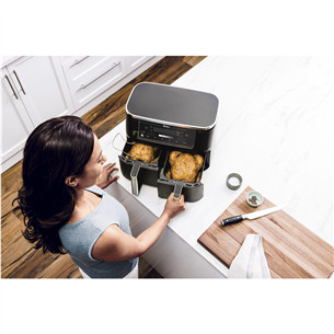 Ninja Foodi MAX Dual Zone, su temperatūros zondu, 9.5 L, 2470 W, juoda - Karšto oro gruzdintuvė