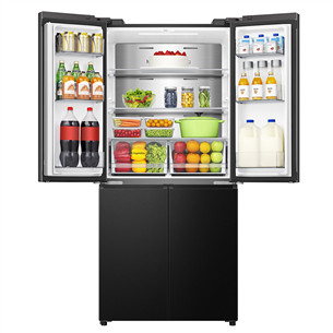 Hisense, Cross Door, No Frost, 483 L, aukštis 179 cm, juodas - SBS šaldytuvas