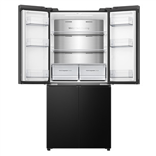 Hisense, Cross Door, No Frost, 483 L, aukštis 179 cm, juodas - SBS šaldytuvas