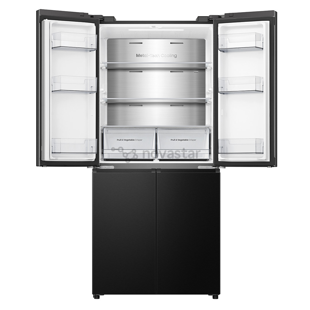 Hisense, Cross Door, No Frost, 483 L, aukštis 179 cm, juodas - SBS šaldytuvas