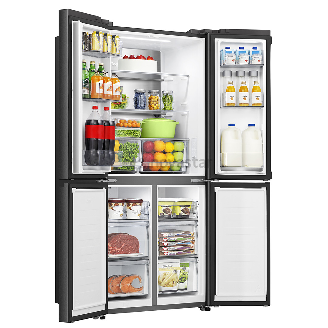 Hisense, Cross Door, No Frost, 483 L, aukštis 179 cm, juodas - SBS šaldytuvas