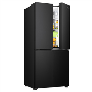 Hisense, Cross Door, No Frost, 483 L, aukštis 179 cm, juodas - SBS šaldytuvas