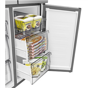 Hisense, Cross Door, No Frost, 483 L, aukštis 179 cm, juodas - SBS šaldytuvas