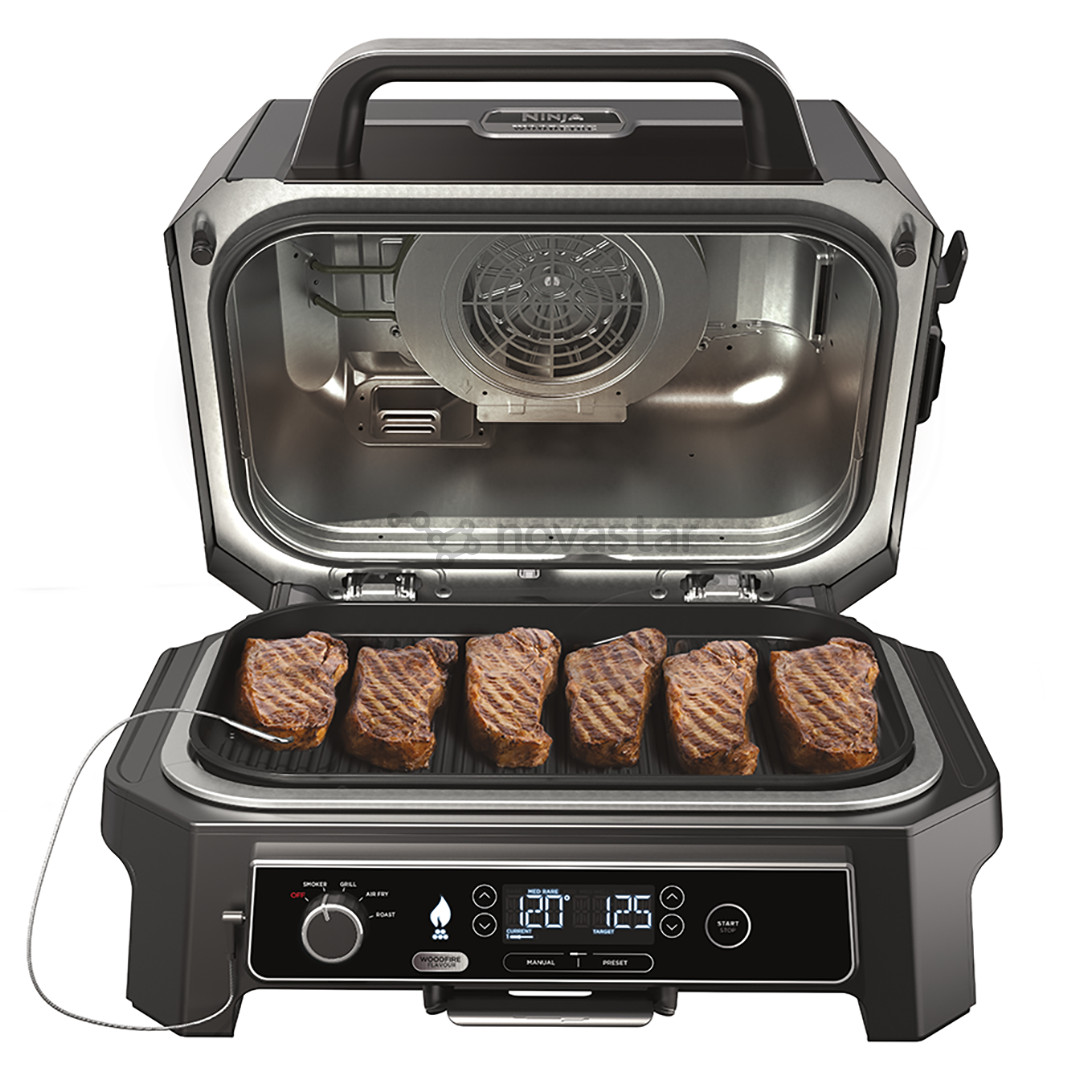 Ninja Woodfire Pro XL, juodas - Elektrinis grilis ir rūkykla
