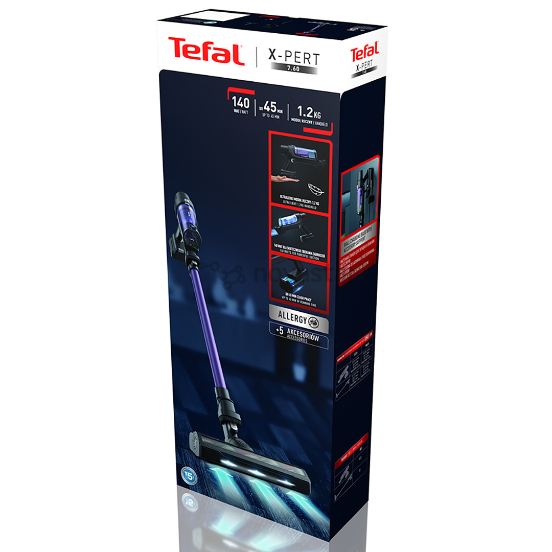 Belaidis dulkių siurblys Tefal X-PERT 7.60, violetinis