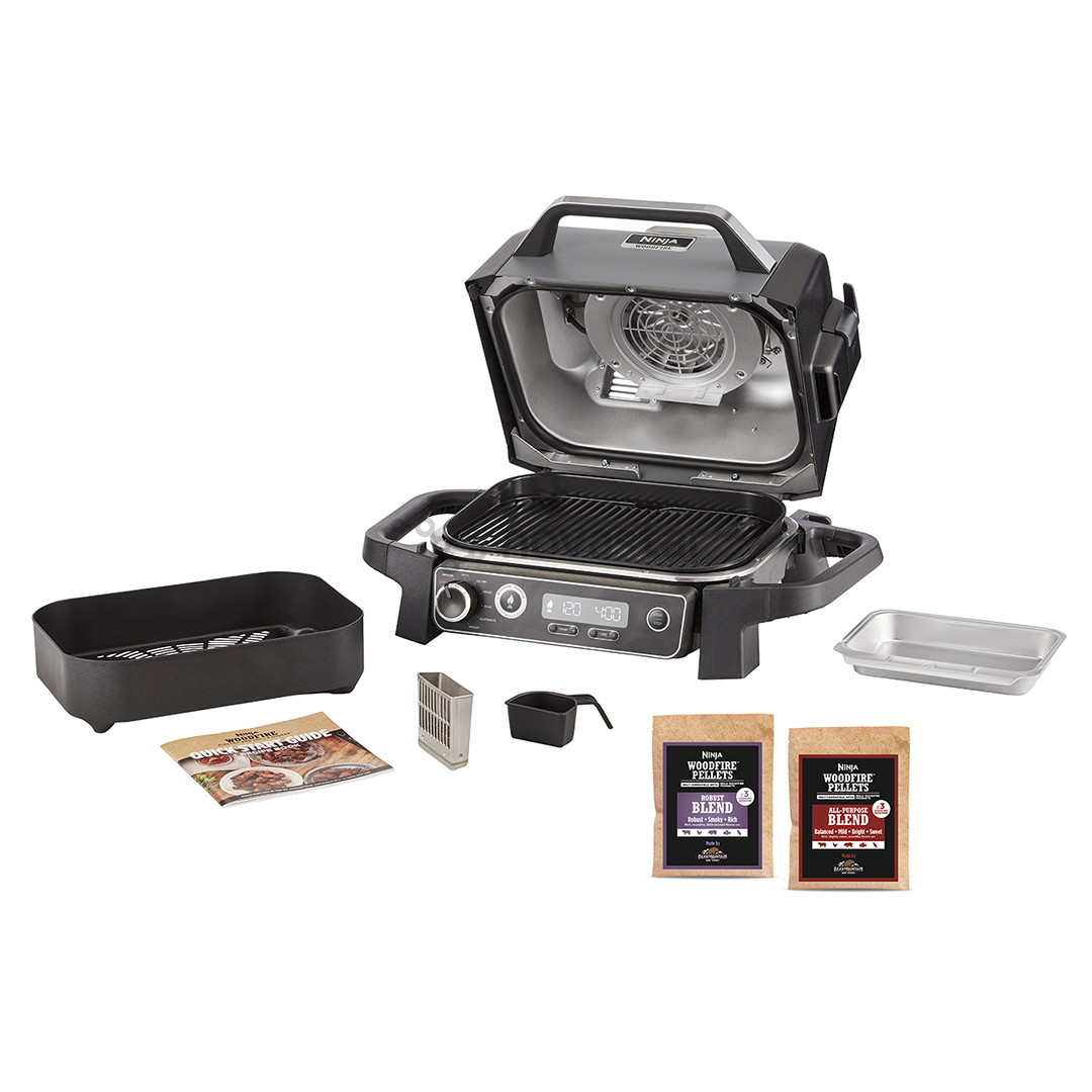 Ninja Woodfire, juodas - Elektrinis grilis ir rūkykla