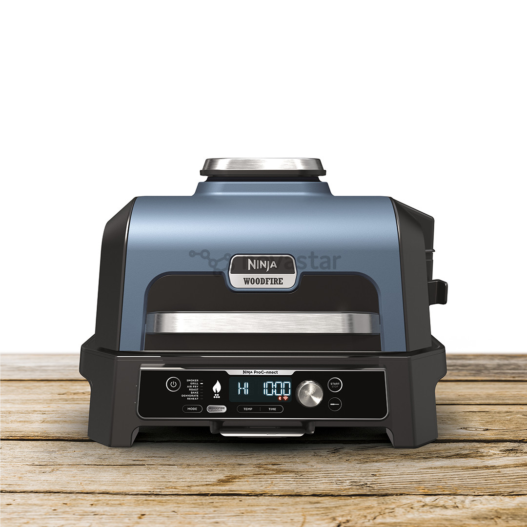Ninja Woodfire Pro Connect XL, mėlynas/juodas - Elektrinis grilis ir rūkykla