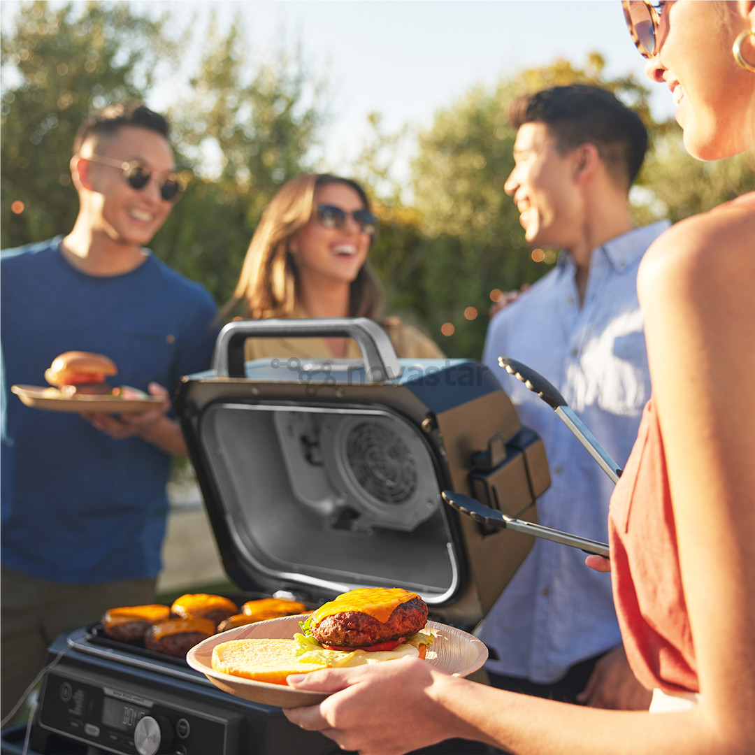 Ninja Woodfire Pro Connect XL, mėlynas/juodas - Elektrinis grilis ir rūkykla